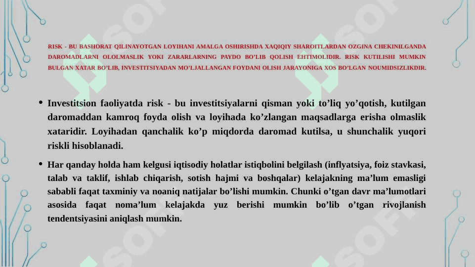 Investitsiya risklari va ularni pasaytirish yo’llari 3