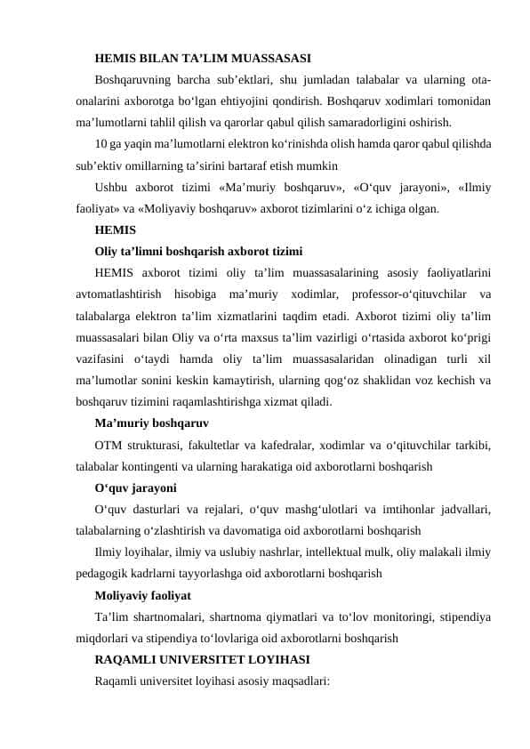 Hemis ta'lim  platformasi bilan tanishish