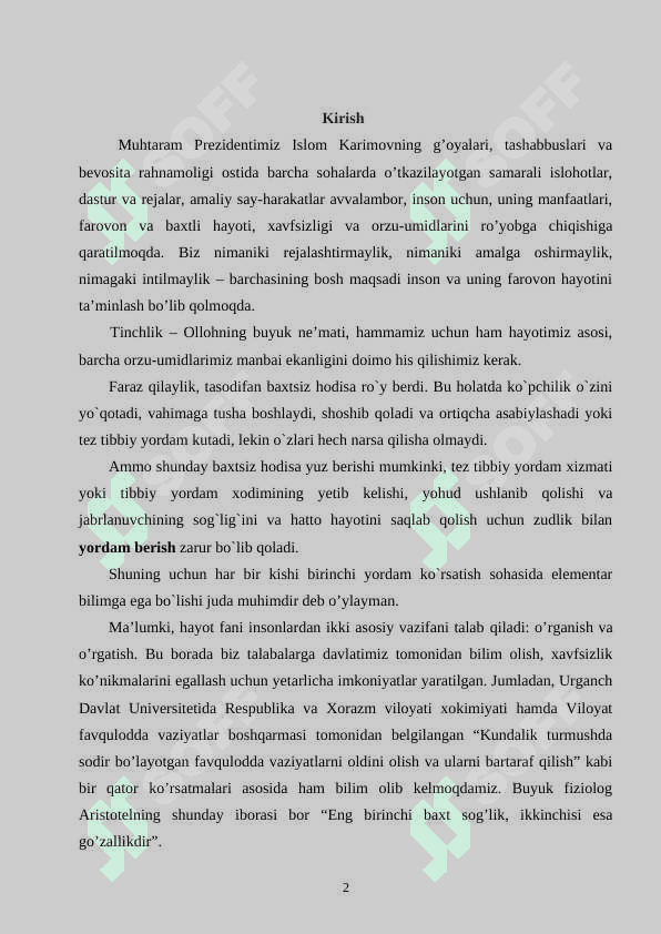 Kundalik turmushda sodir bo’ladigan favqulodda vaziyatlarda birinchi tibbiy yordam 2