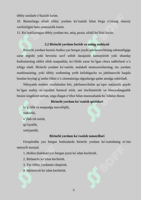 Kundalik turmushda sodir bo’ladigan favqulodda vaziyatlarda birinchi tibbiy yordam 6