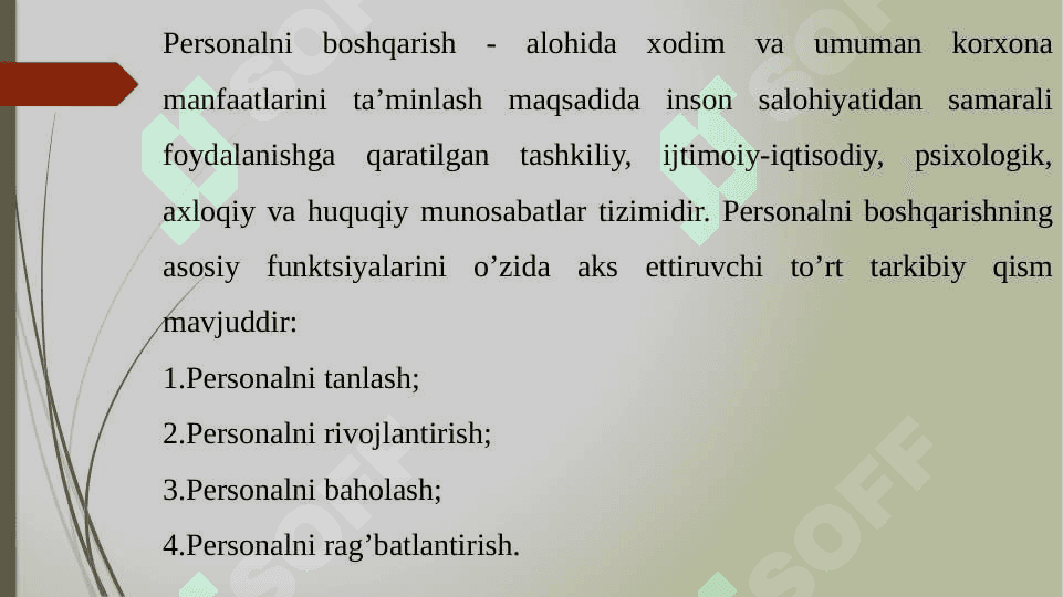 Korxona va tashkilotlarda personal bilan ishlashni boshqarish 8