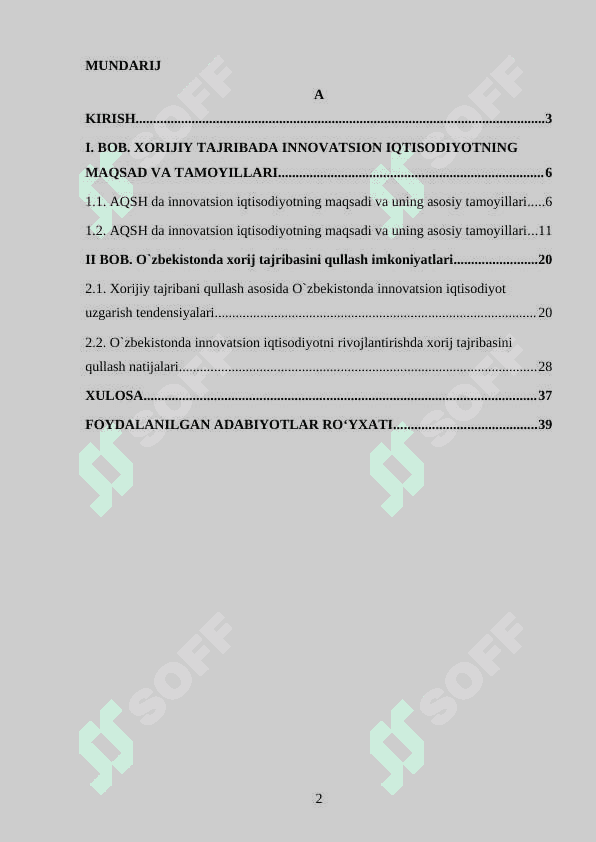 MAVZU: Xorijiy tajribada innovation iqtisodiyotning asosiy tamoyillari va ularni O'zbekistonda qo'llash imkoniyatlari. 2