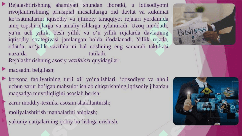 Biznesda rejalashtirishning ahamiyati 4