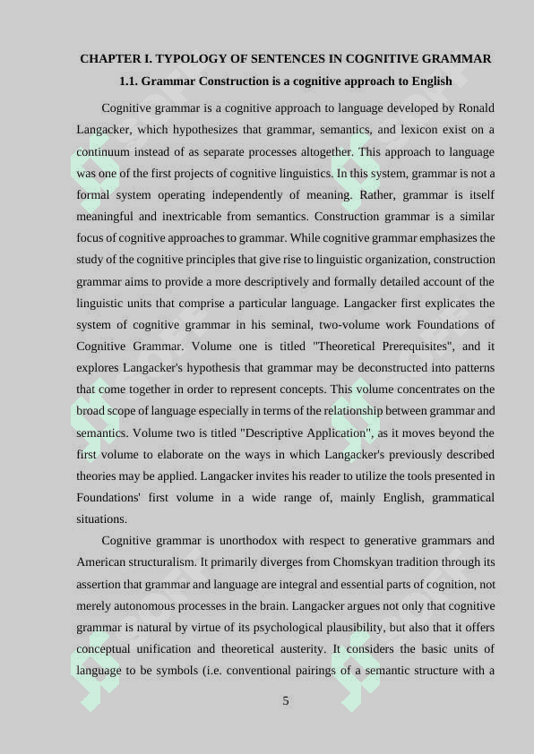 Sentence typology in cognitive grammar: clause types and a clause structure 5