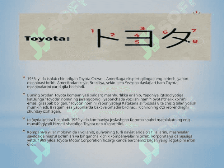 Toyota kompaniyasi tarixi 7