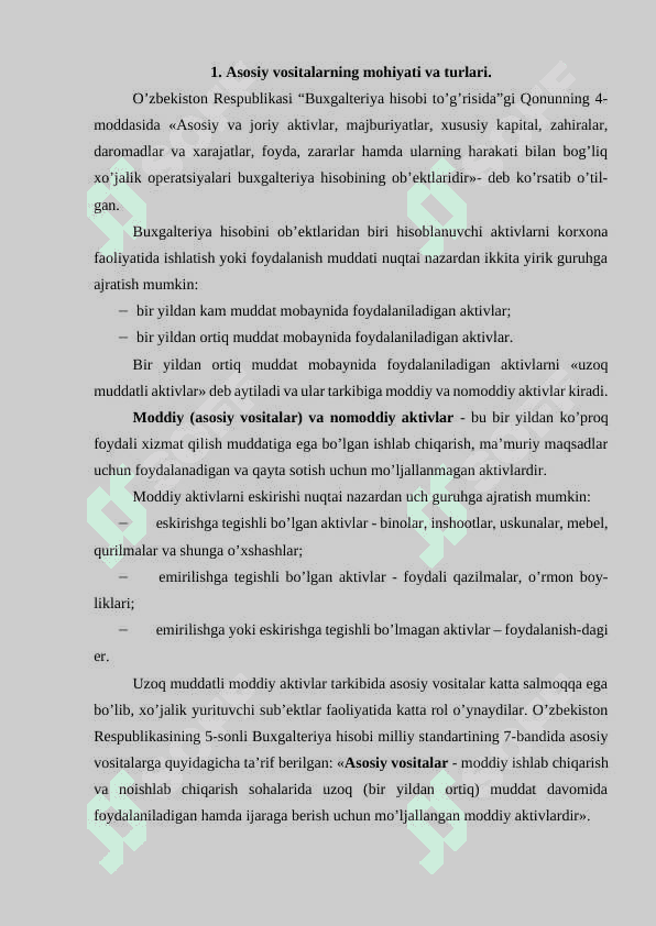 Asosiy vositalar kirimini hisobga olish 2