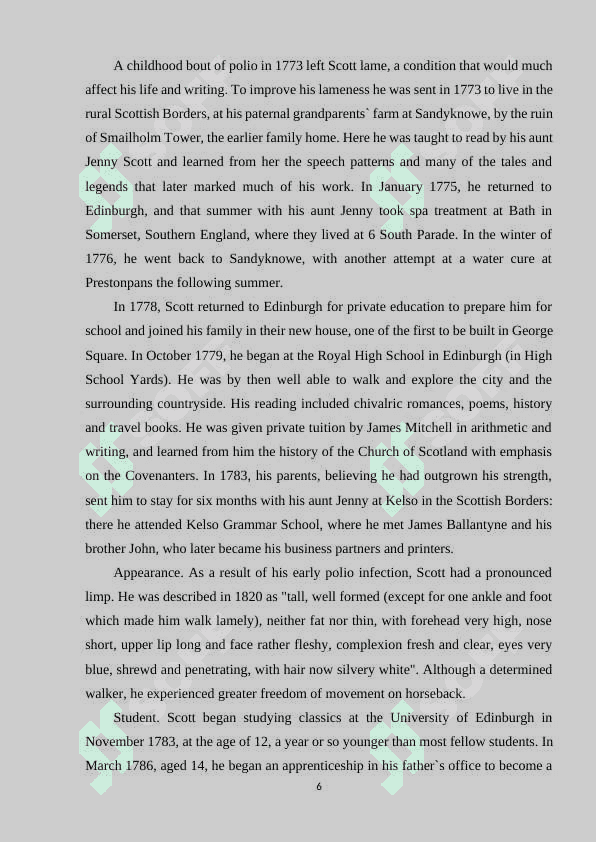 Walter Scott – a founder of a genre of a historical novel in English literature 6