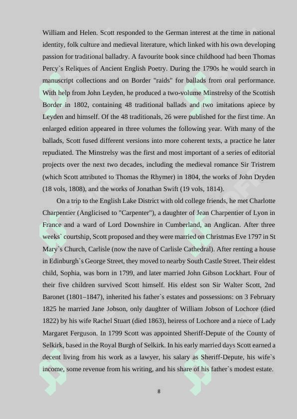 Walter Scott – a founder of a genre of a historical novel in English literature 8
