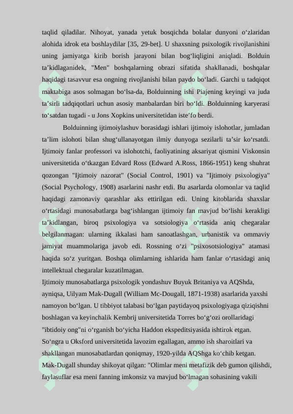 Instinktlarga zamonaviy yondashuv psixik jarayonlarni fiziologik holatlardan cheklanganligi 4