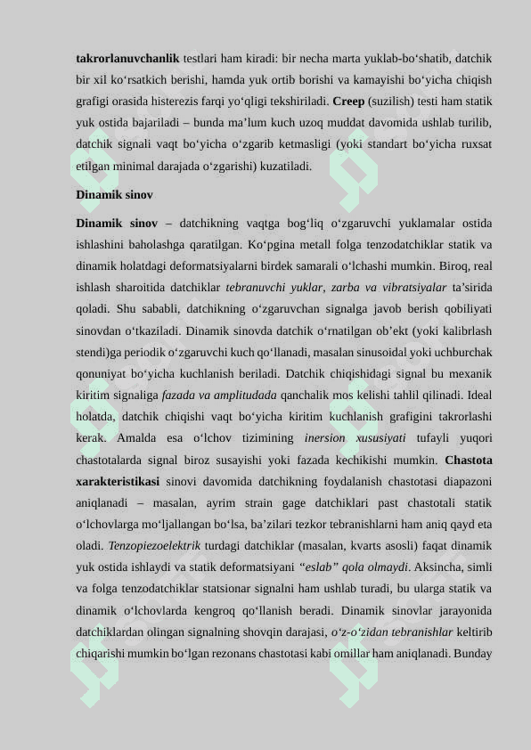 Simli tenzometrik datchiklarni sinash usullari 7