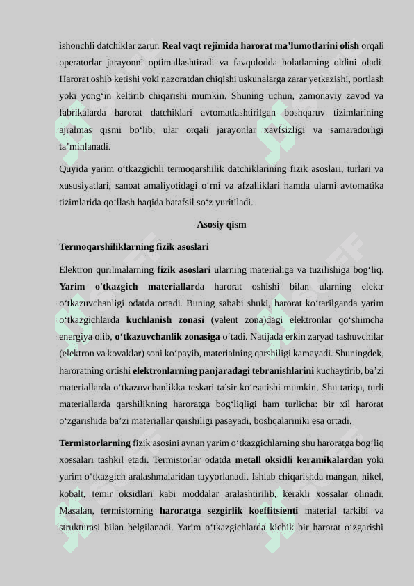 Yarim o'tkazgichli termo qarshiliklar Mustaqil ish 3