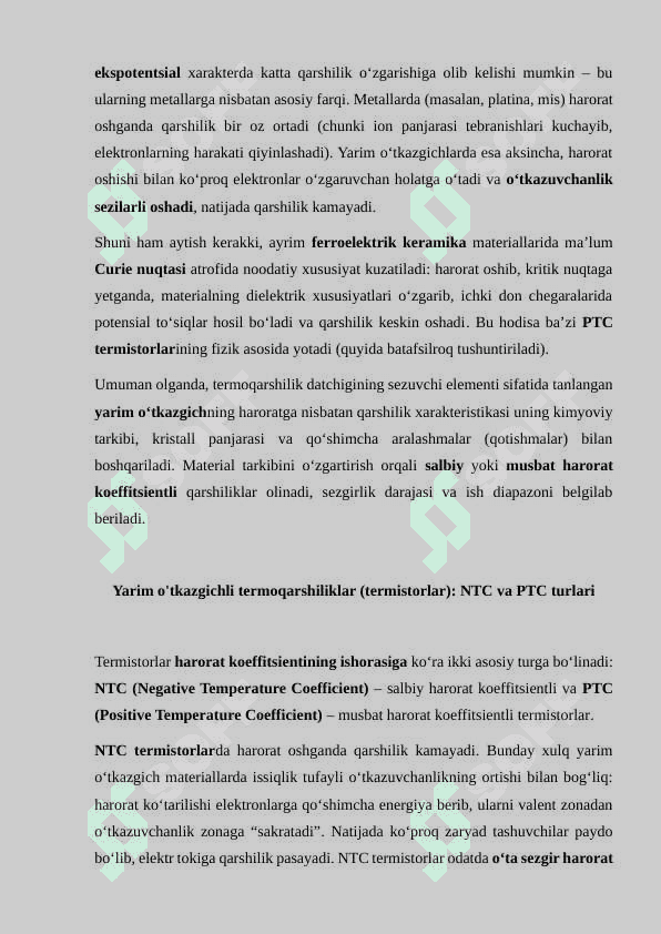 Yarim o'tkazgichli termo qarshiliklar Mustaqil ish 4