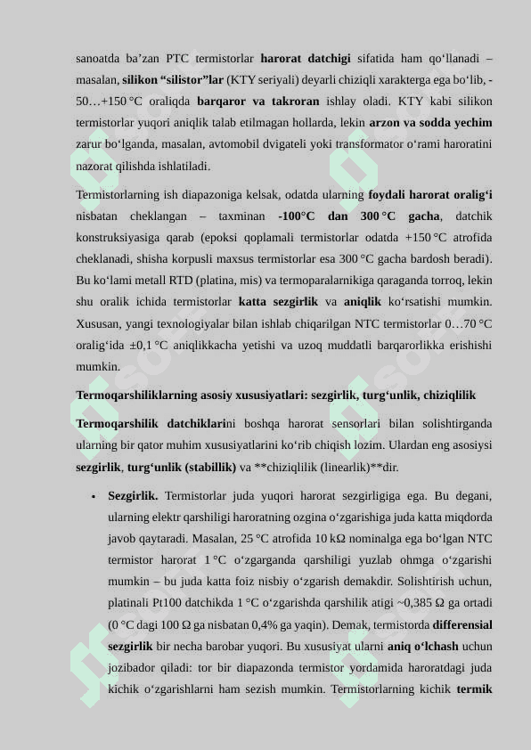 Yarim o'tkazgichli termo qarshiliklar Mustaqil ish 6