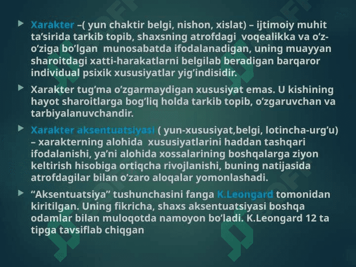 XARAKTER AKSENTUATSIYASI 2