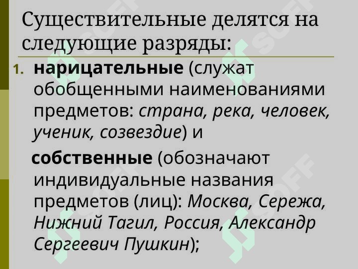 Именные части речи. Морфологические категории рода, числа, падежа 3