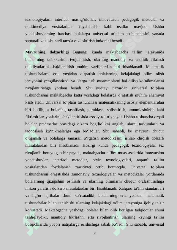 Maktabgacha katta yoshdagi bolalarni universal to'plam haqida tushunchalarini shakillantirish metodikasi K.docx 4