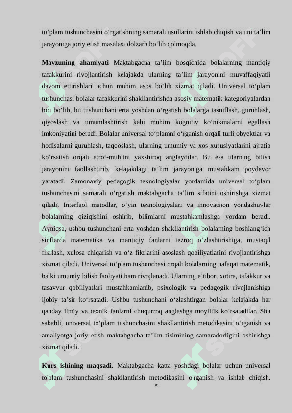 Maktabgacha katta yoshdagi bolalarni universal to'plam haqida tushunchalarini shakillantirish metodikasi K.docx 5