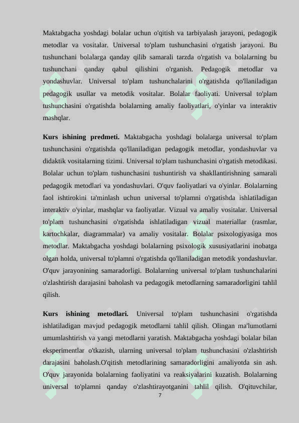 Maktabgacha katta yoshdagi bolalarni universal to'plam haqida tushunchalarini shakillantirish metodikasi K.docx 7