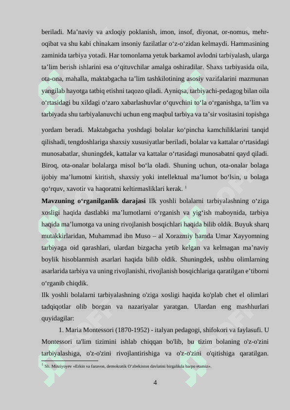 Ilk yoshli bolalarni tarbiyalashning o‘ziga xosligi. 4