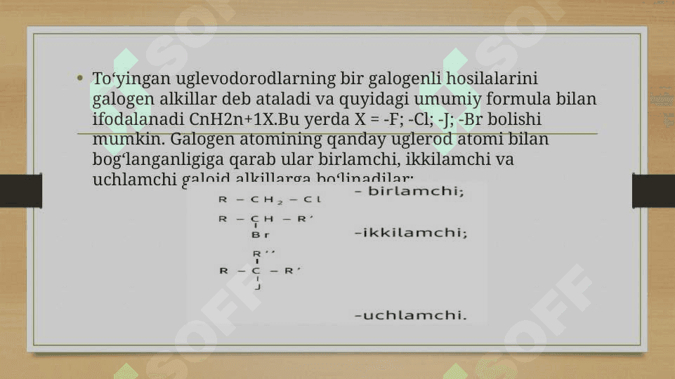 To‘yingan uglevodorodlarning bir galogenli hosilalari 2