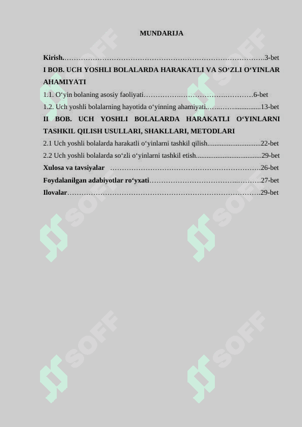 Uch yoshli bolalarda harakatli va so‘zli o‘yinlarni tashkil etish. 2