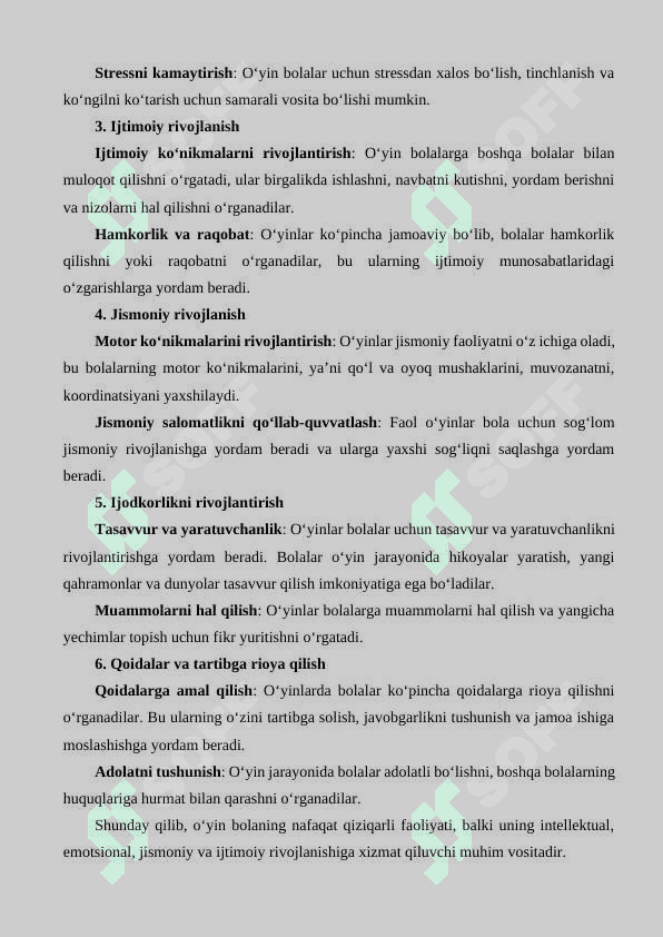 Uch yoshli bolalarda harakatli va so‘zli o‘yinlarni tashkil etish. 7