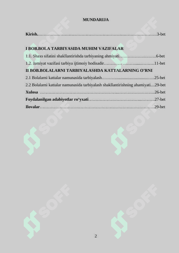 Bolalarni kattalar namunasida tarbiyalash. 2