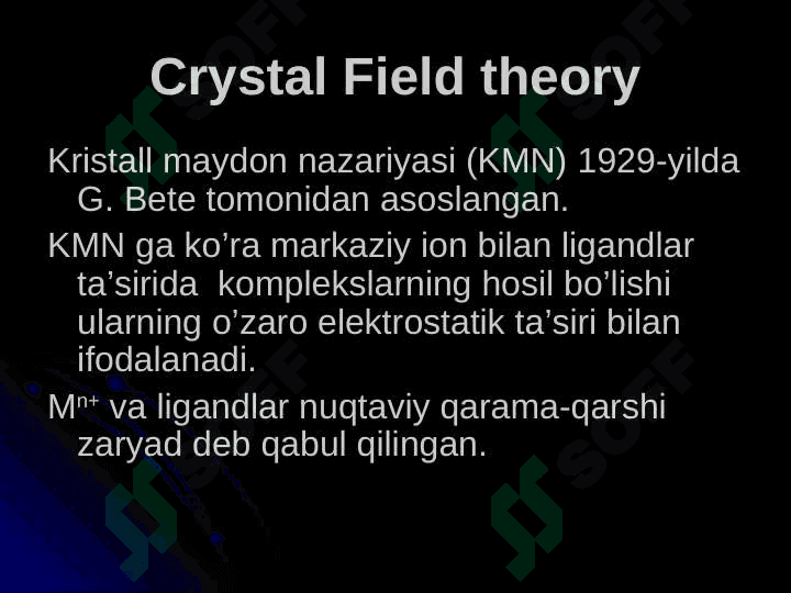Kristall maydon nazariyasi. Nayxolm-Gillespi konsepsiyasi 3