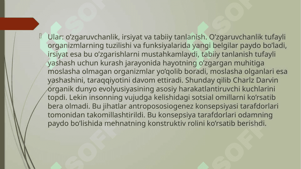 Tabiiy va jinsiy tanlanish         nazariyalari 8
