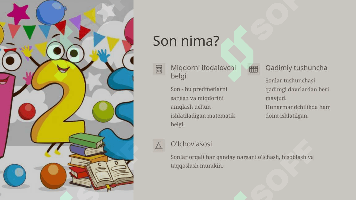 Boshlang'ich matematikada son tushunchasi va o'rin qiymati 3