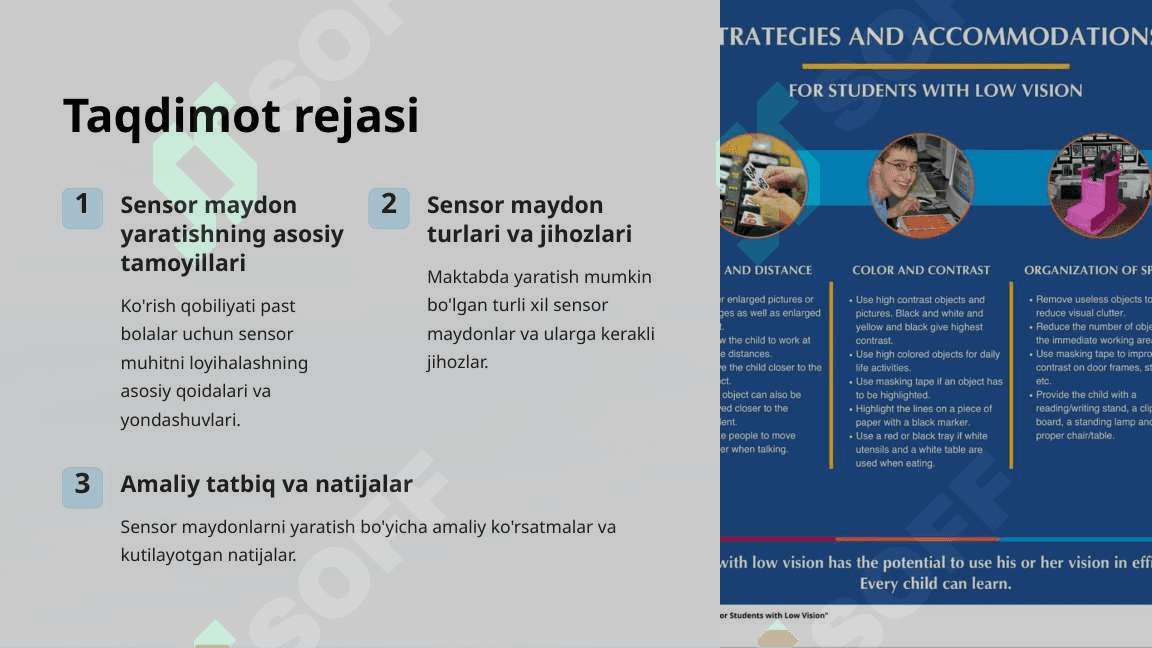 Ko'rish qobiliyati past bolalar uchun maktabda sensor maydon yaratish 2