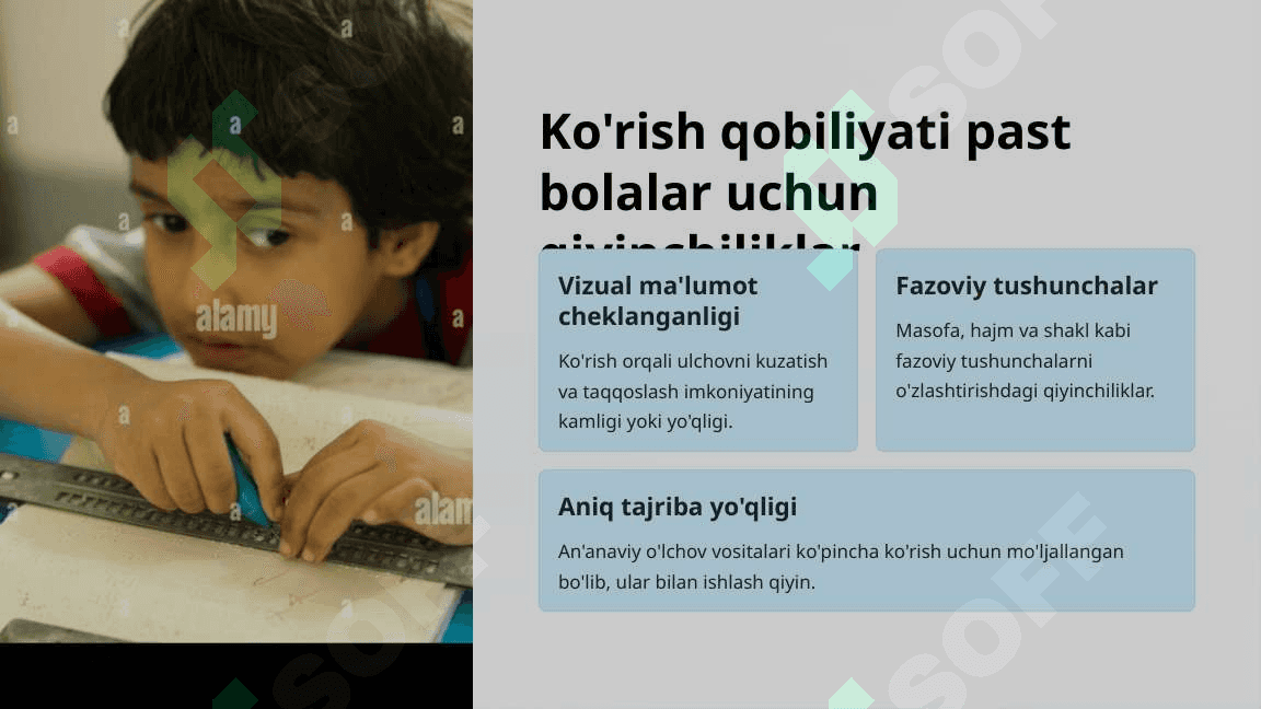 Ko'rish qobiliyati past bolalar uchun o'lchov va birliklar 4