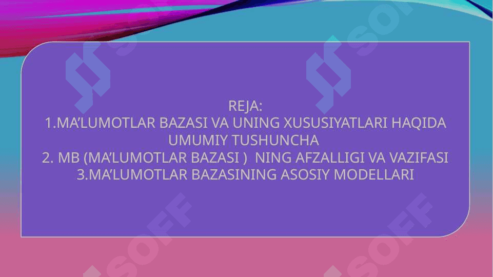 Mutaxassislikka oid ma’lumotlar bazasini tashkil qilish 2