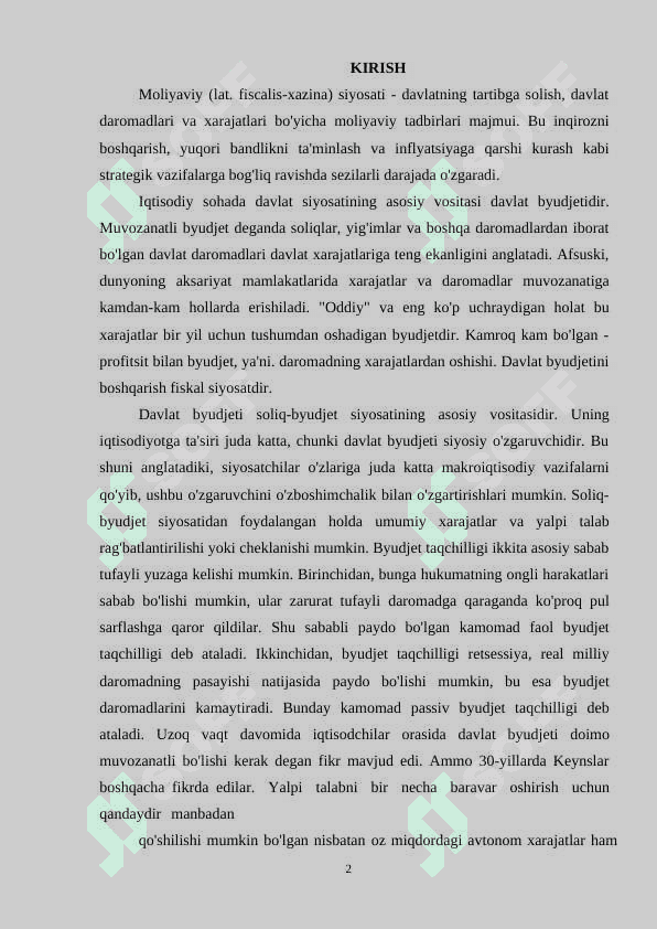 PUL BOZORONING IQTISODIY MOHYATI 2