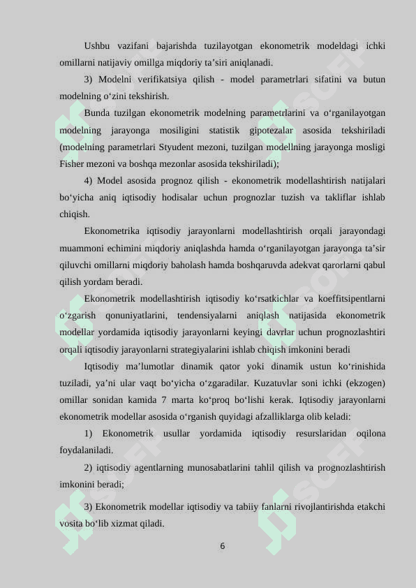 RESPUBLIKA HUDUDLARI IQTISODIY RIVOJLANISH KO'RSATKICHLARINI KOMPLEKS EKONOMETRIK MODELLASHTIRISH 6