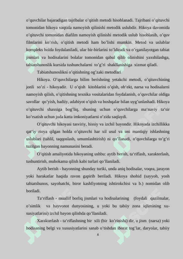 TABIATSHUNOSLIK O'QITISH SHAKILLARINI O'RGATISH METODIKASI 6
