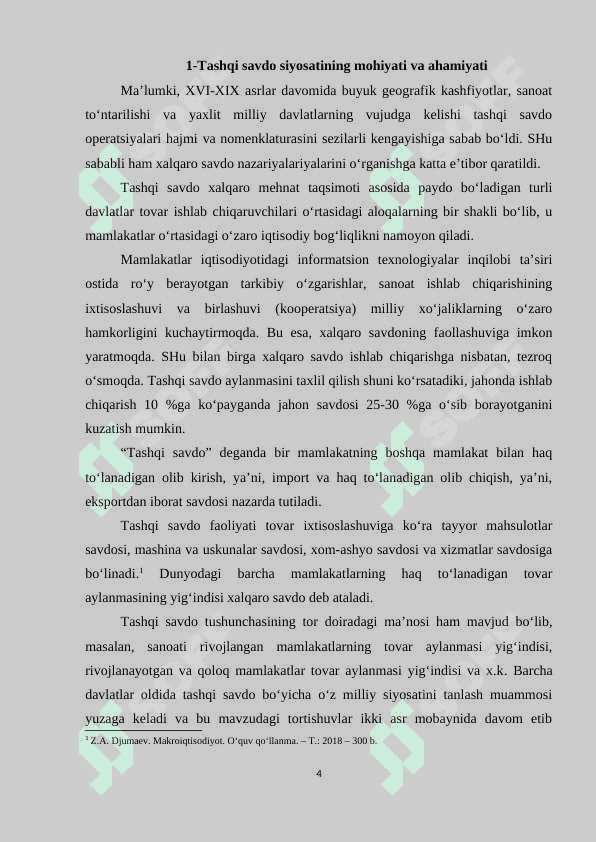 Tashqi savdo tarkibini takomillashtirish va diversifikatsiyalash yo'llari 4