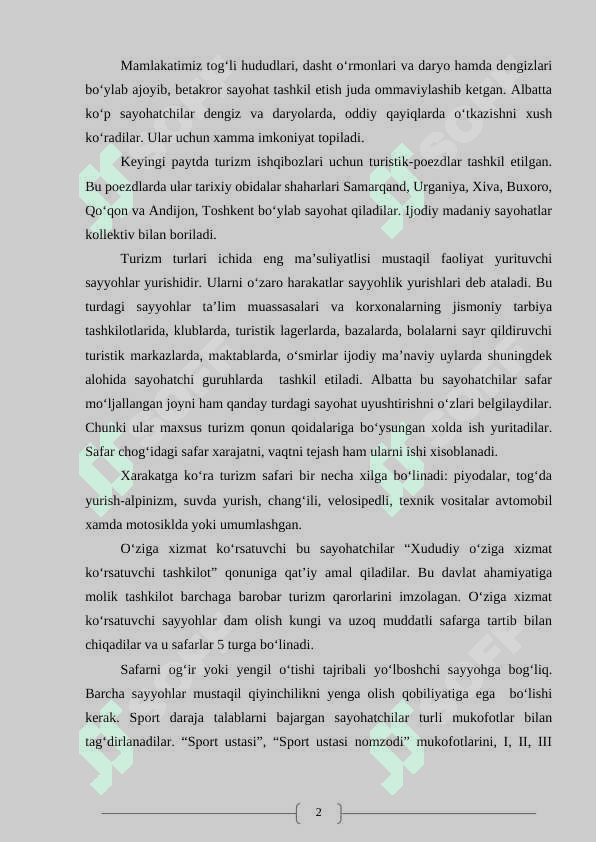 Turizm tushunchasi mazmuni va mohiyati 6
