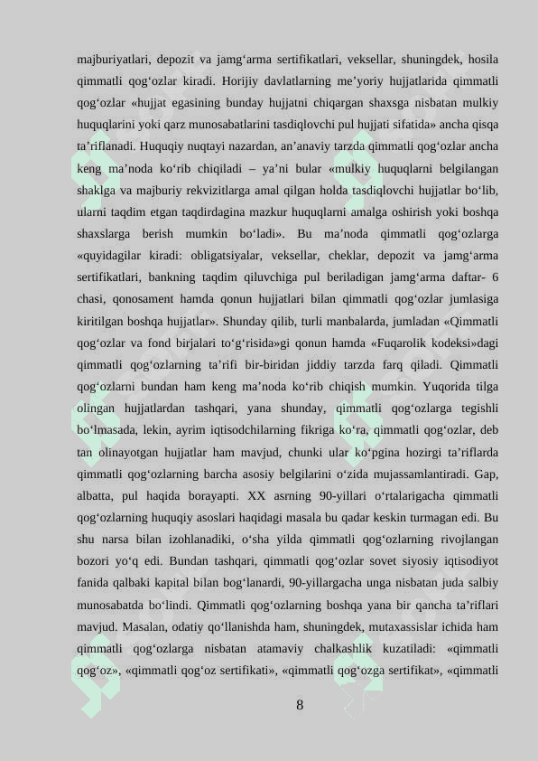 XALQARO QIMMATLI QOG‘OZLAR BOZORI 8