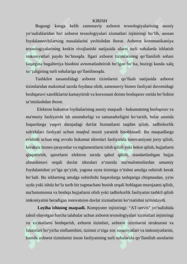 “O‘zbekiston havo yo‘llari” sohasida davlat interaktiv xizmatlarini loyihalash Mavzusidagi Loyiha ishi 5