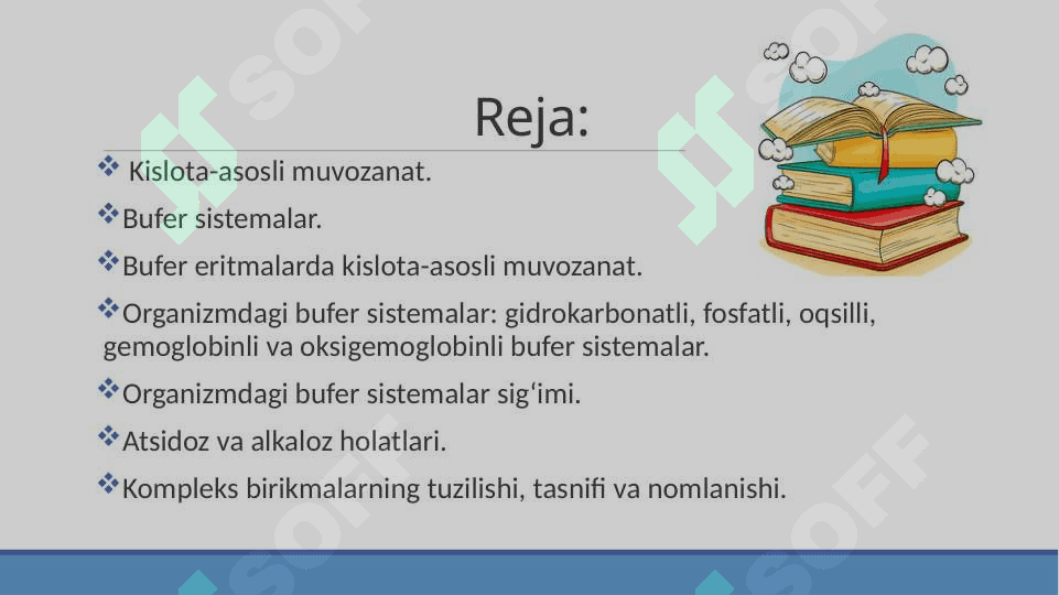 Kislota-asosli muvozanat. Bufer sistemalar. Kompleks birikmalar 2