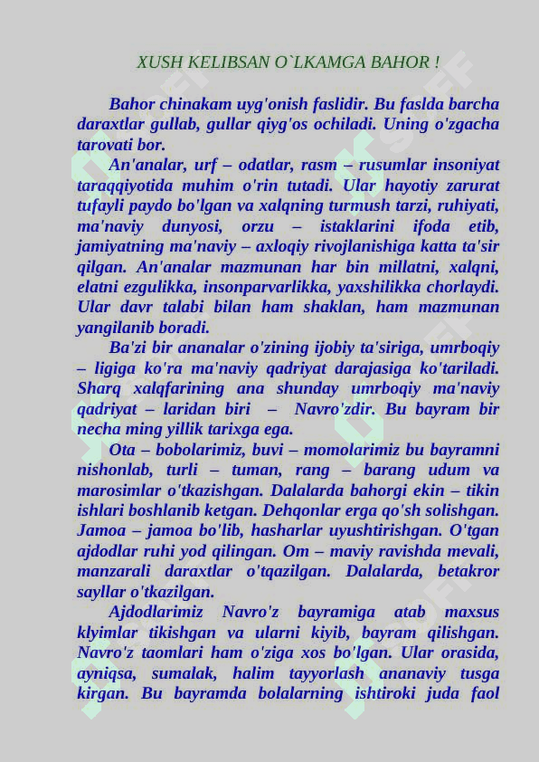 Navro`z-bahor bayrami tadbir senariysi 7