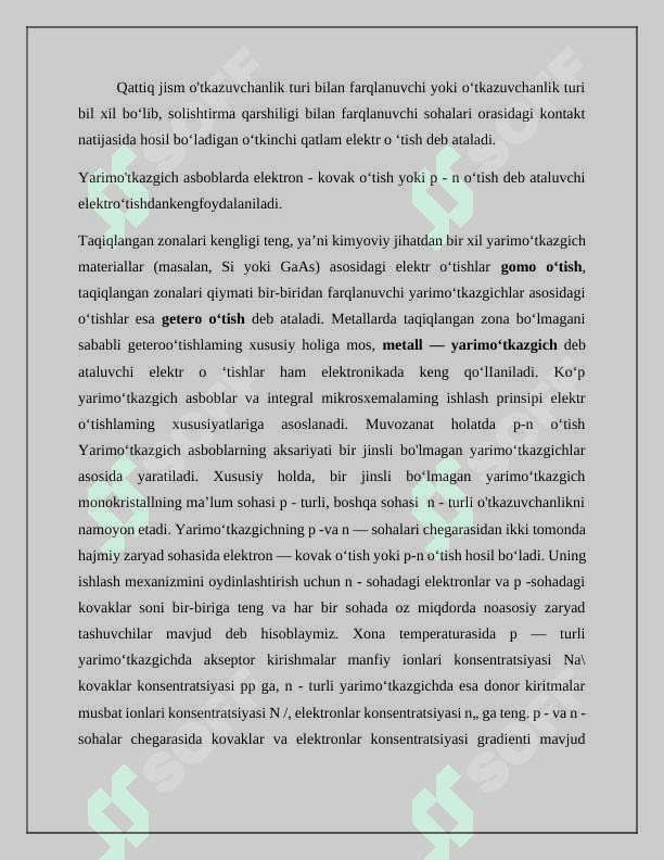 Yarim o‘tkazgich yarim o‘tkazgich kontakt 2