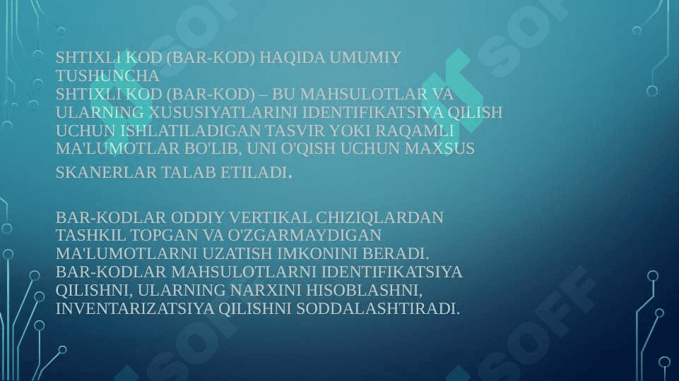 Mahsulotlarni kodlash tizimi. Shtixli kod 6