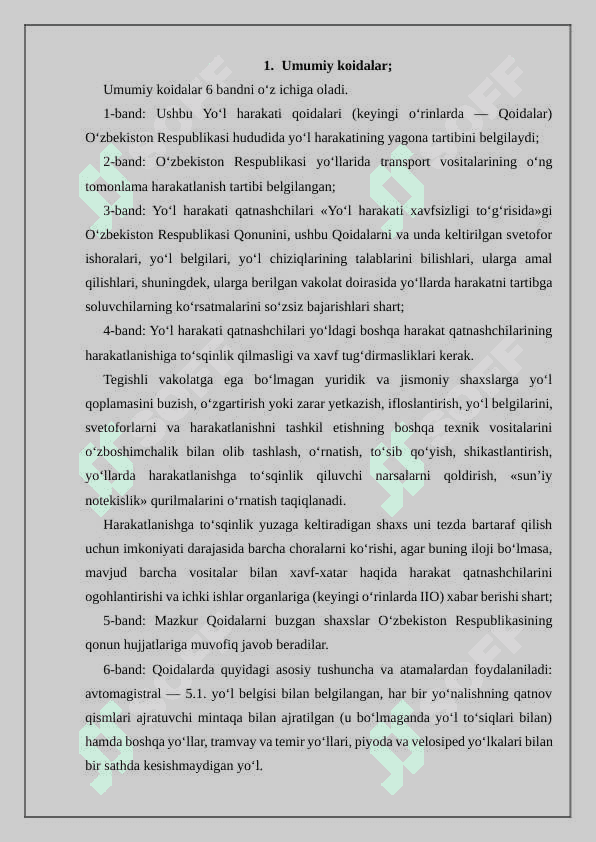 Yo’l harakati qoidalarida qo'llaniladigan 3