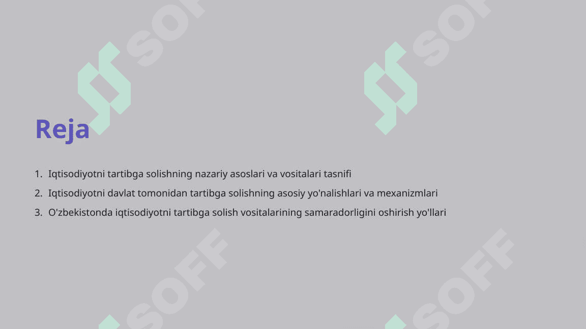 Iqtisodiyotni tartibga solish vositalari 2