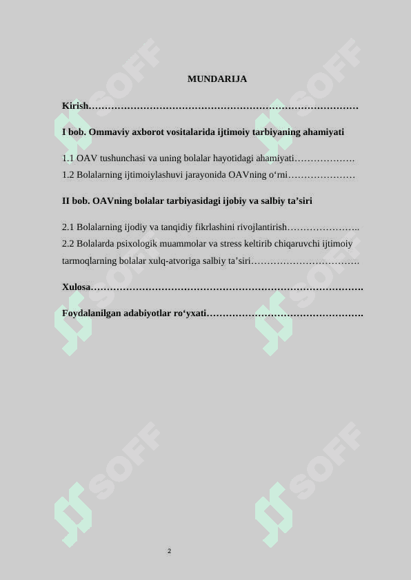 Ommaviy axborot vositalarining bolalarning ijtimoiy tarbiyasiga ta'siri. 2