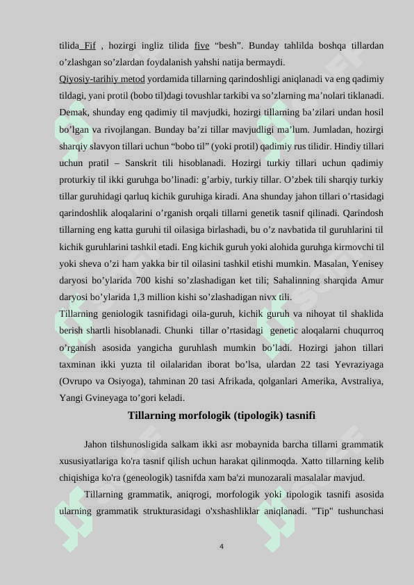 Tillarning genetik va morfologik tasnifi 4