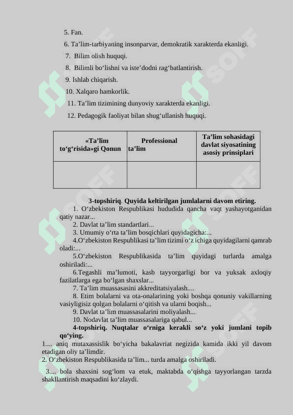 Mavzu: O’zbekiston Respublikasining "Ta’lim to’g’risidagi qonuni" va uning mohiyati. 2