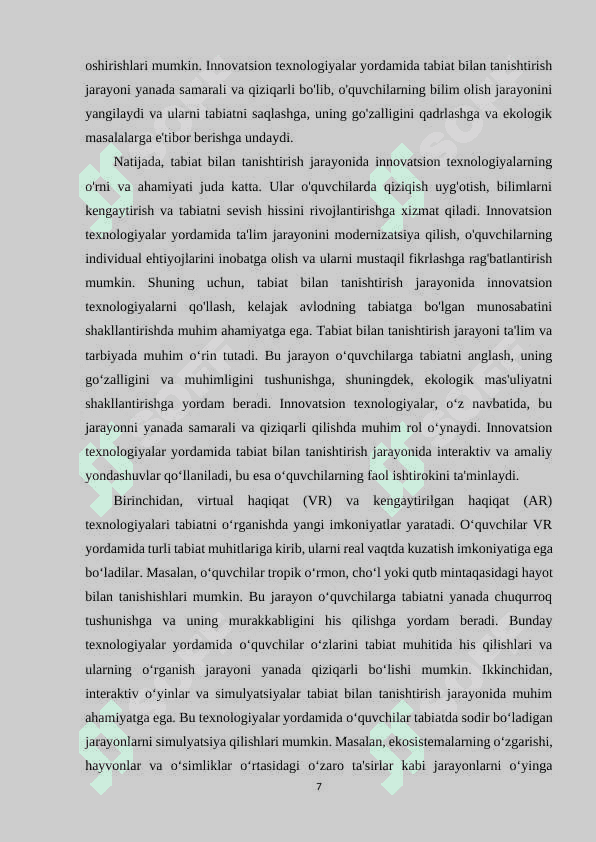 INNOVATSION TEXNOLOGIYALAR ASOSIDA TABIAT BILAN TANISHTIRISH MASHG‘ULOTLARINI IJODIY TASHKIL ETISH 6